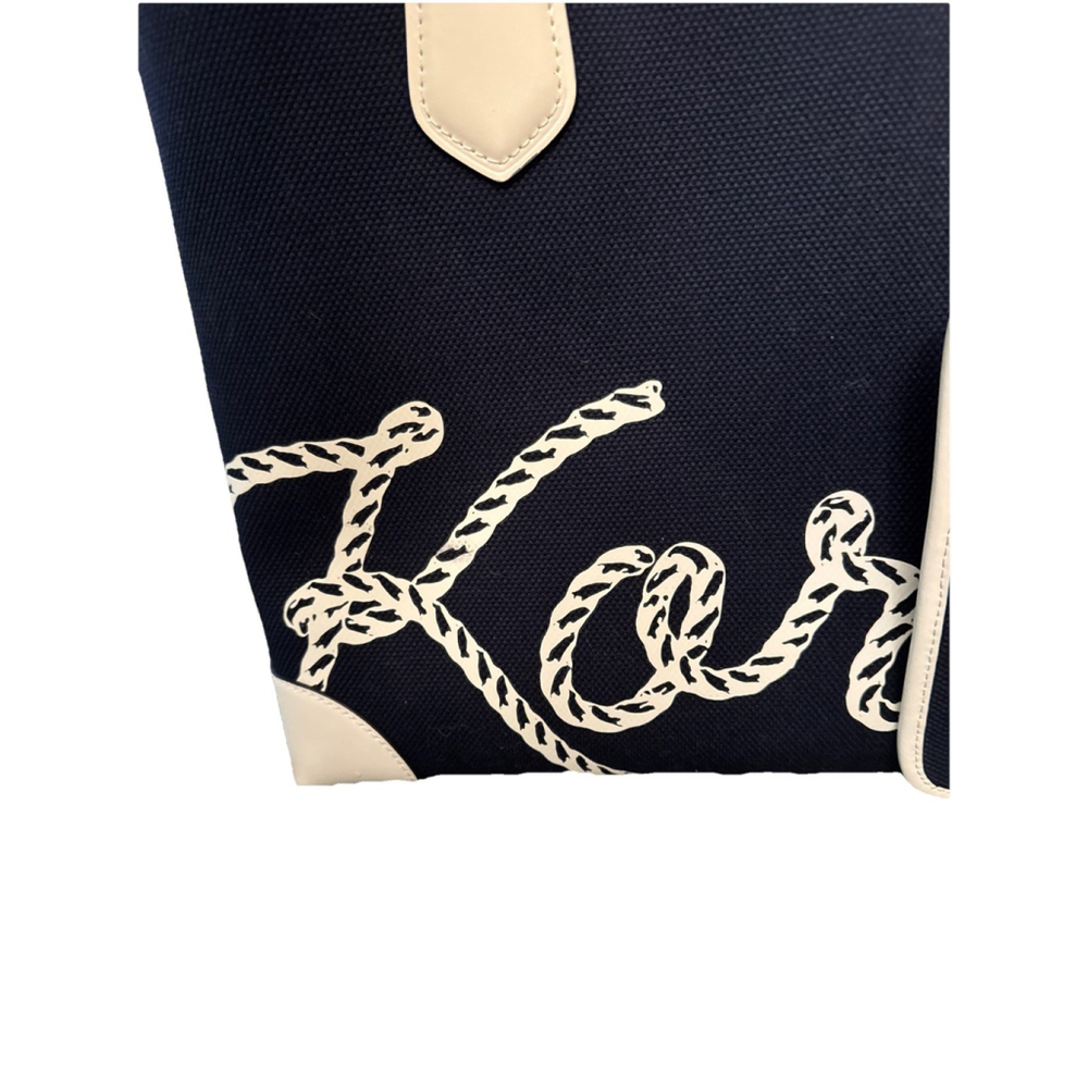 Michael Kors Eva Large Navy Tote w/ Matching Pouchette & Bag Charm - Picture 7 of 17